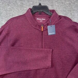 Mizzen + Main Mens XXL Burgundy Wine Heathered KPI Quarter Zip Pullover NEW